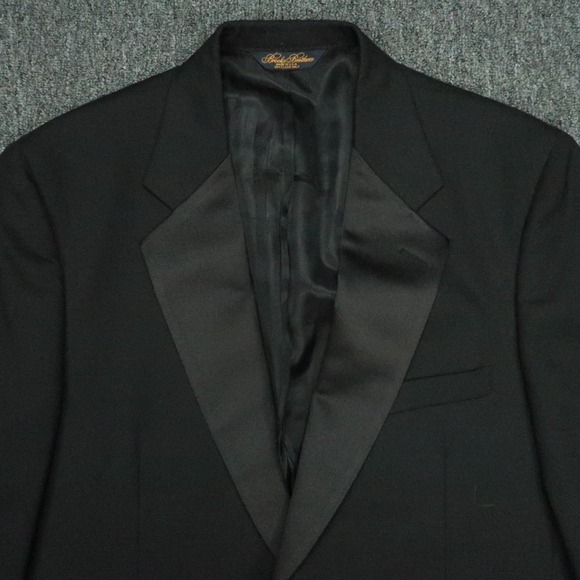 VINTAGE Brooks Brothers Blazer Mens 42R Black Tuxedo Wool Brooksease Suit Jacket - Picture 2 of 13